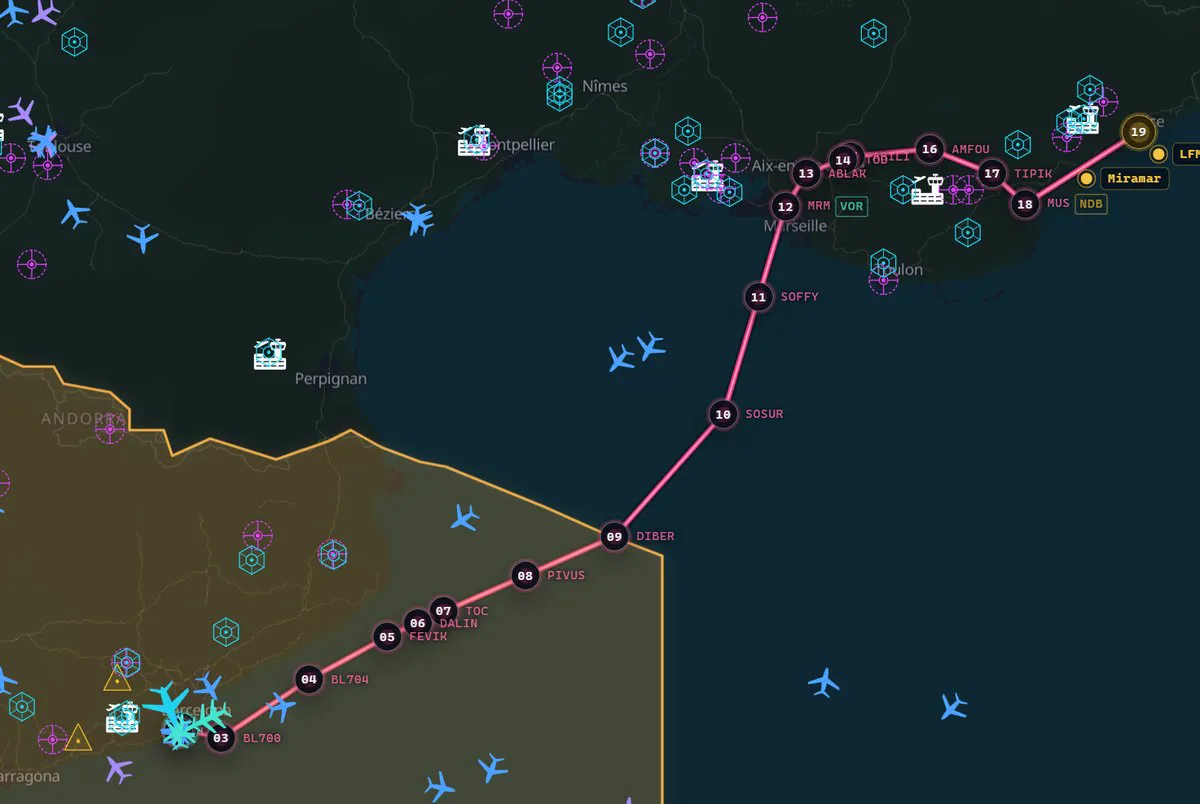 Online traffic and ATC awareness on the 123flightMAP map
